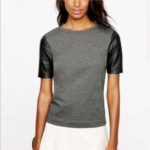 J. Crew Leather Sleeve Sweater Tee